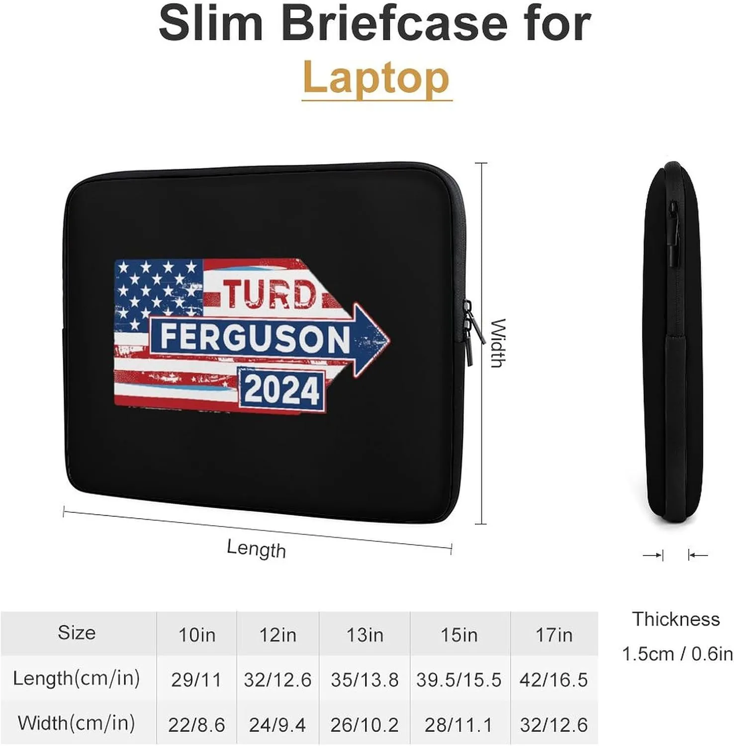 2024 TURD Ferguson for President Personalized Laptop Bag Business Casual Laptop Cases Slim Computer Bag Briefcase