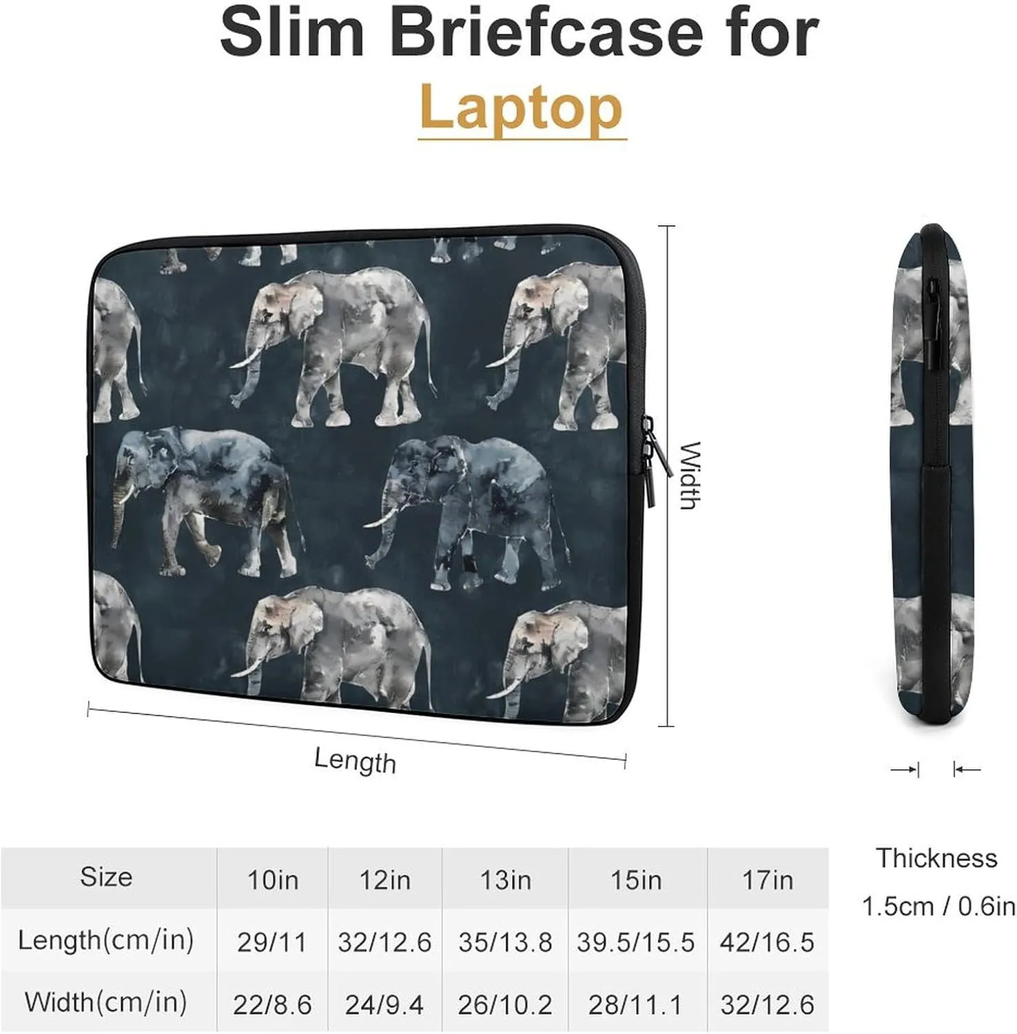 Abstract Elephant Personalized Laptop Bag Business Casual Laptop Cases Slim Computer Bag Briefcase