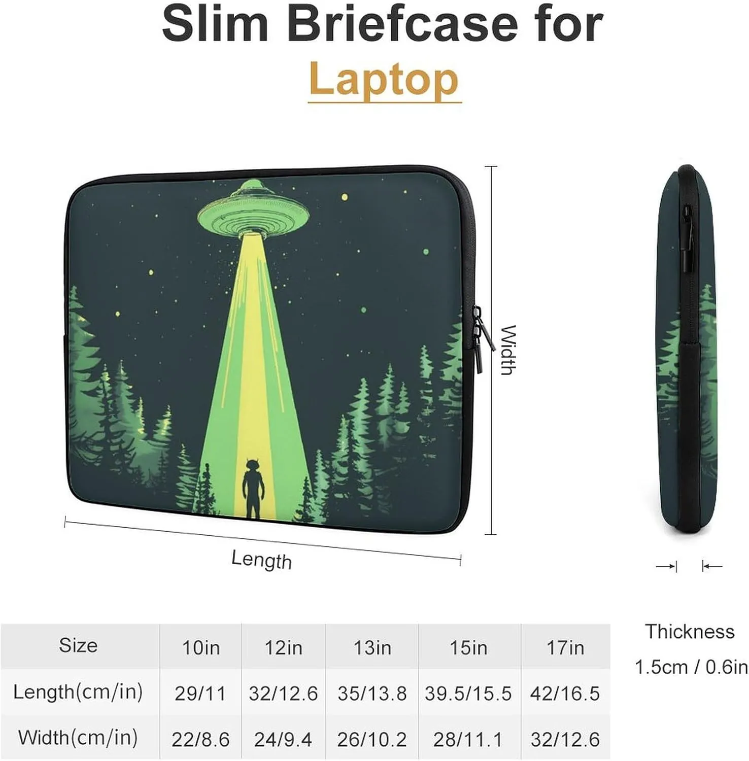 Alien Spaceship at Night Personalized Laptop Bag Business Casual Laptop Cases Slim Computer Bag Briefcase