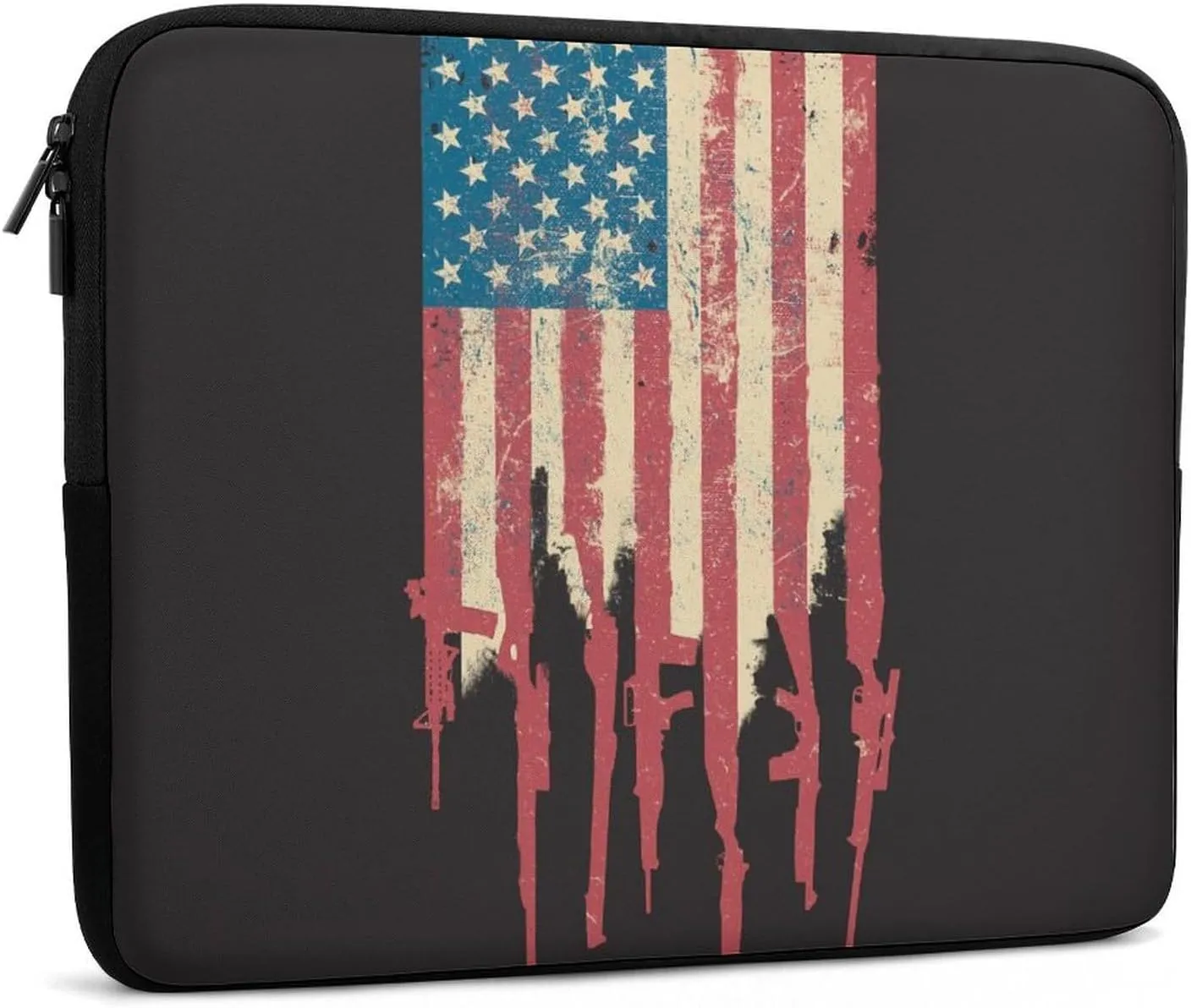 America Flag USA Guns Personalized Laptop Bag Business Casual Laptop Case Slim Computer Bag Briefcase