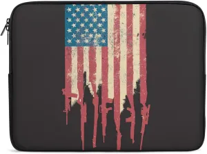 America Flag USA Guns Personalized Laptop Bag Business Casual Laptop Case Slim Computer Bag Briefcase