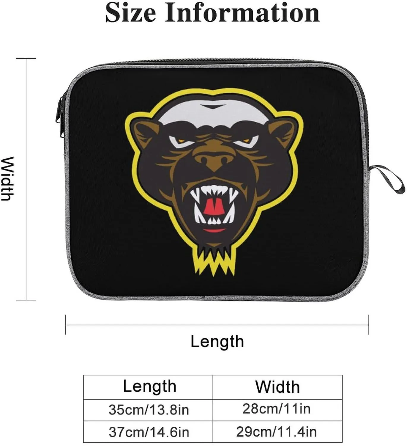 Angary Honey-Badger Personalized Laptop Bag Business Casual Laptop Case Slim Computer Bag Briefcase