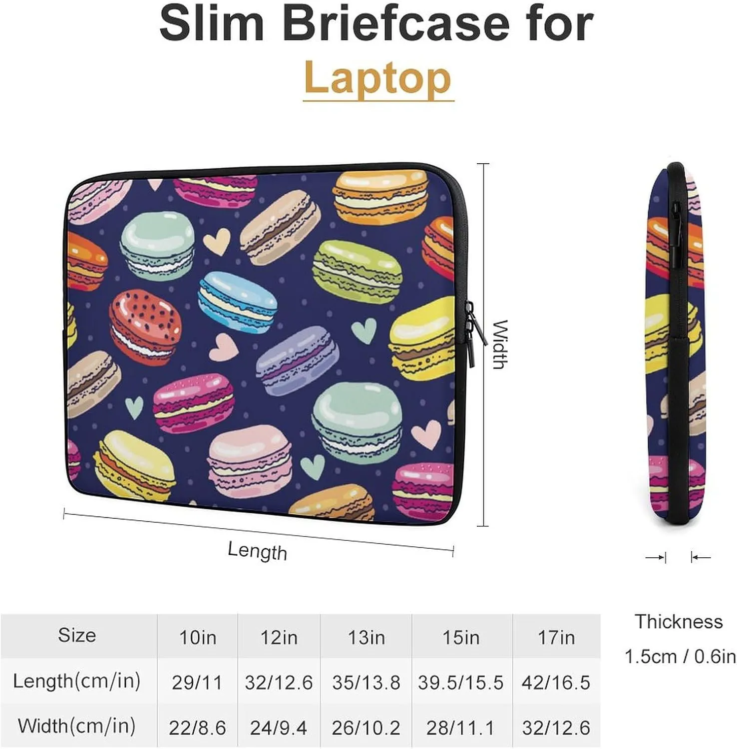 Assorted French Macarons Personalized Laptop Bag Business Casual Laptop Case Slim Computer Bag Briefcase