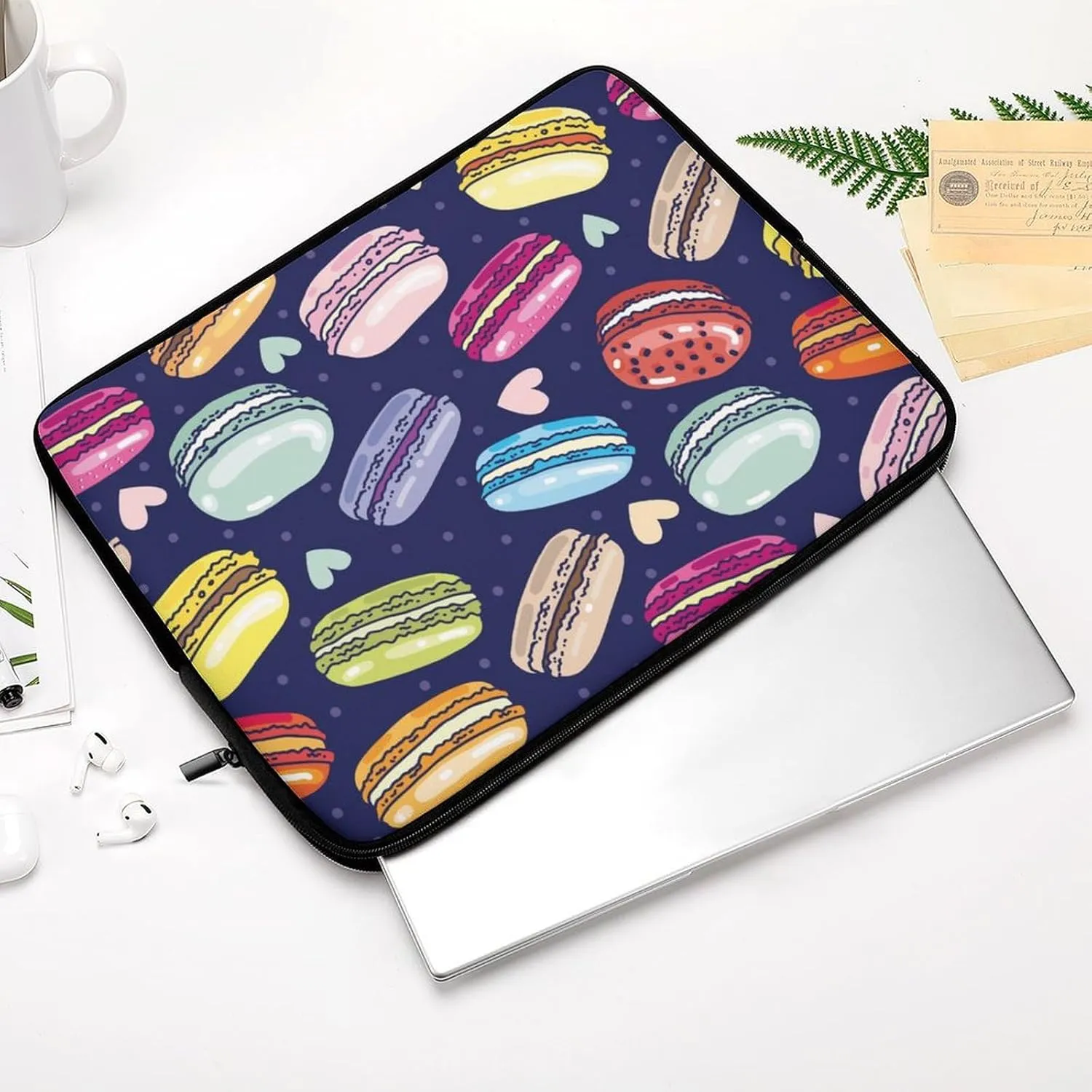 Assorted French Macarons Personalized Laptop Bag Business Casual Laptop Case Slim Computer Bag Briefcase