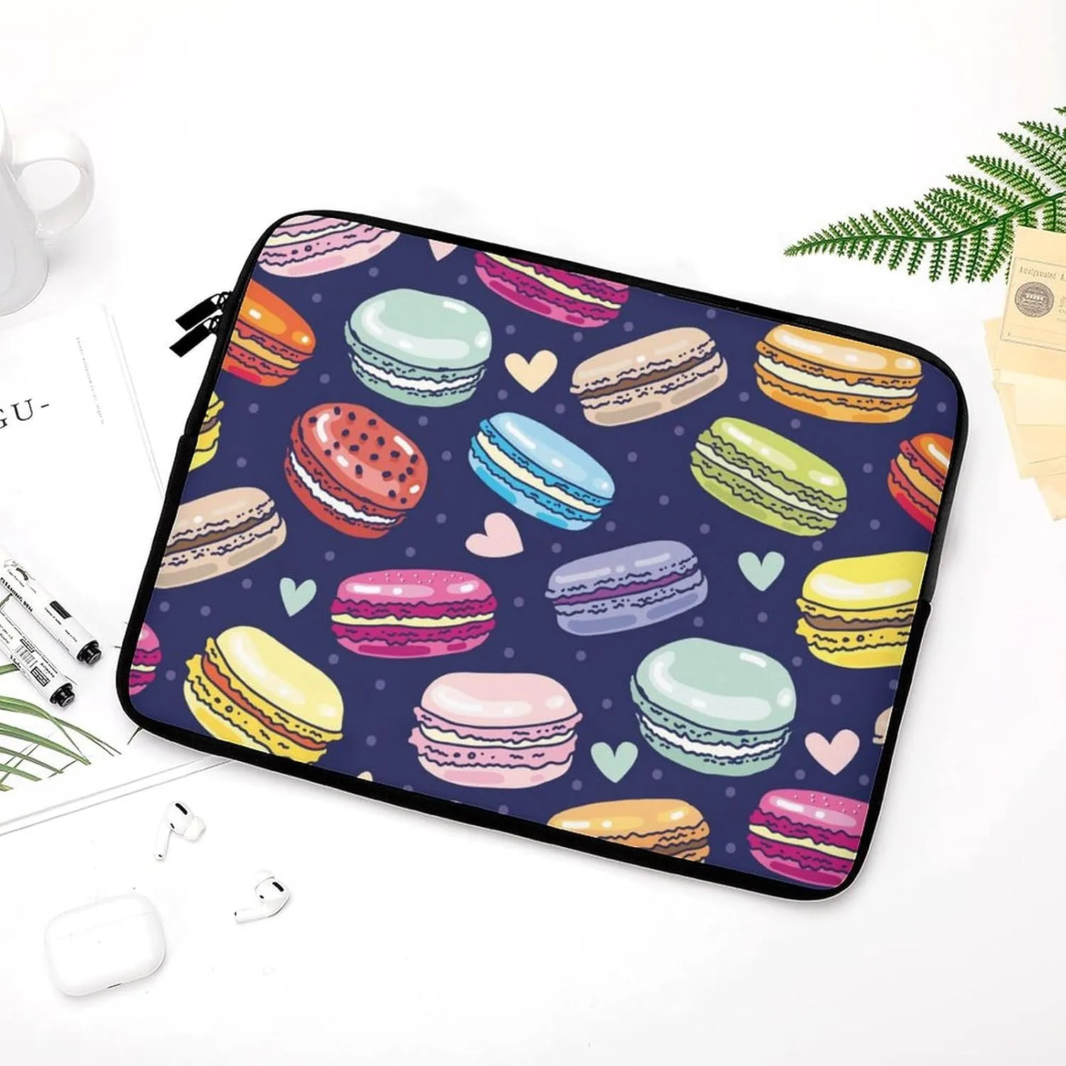 Assorted French Macarons Personalized Laptop Bag Business Casual Laptop Case Slim Computer Bag Briefcase