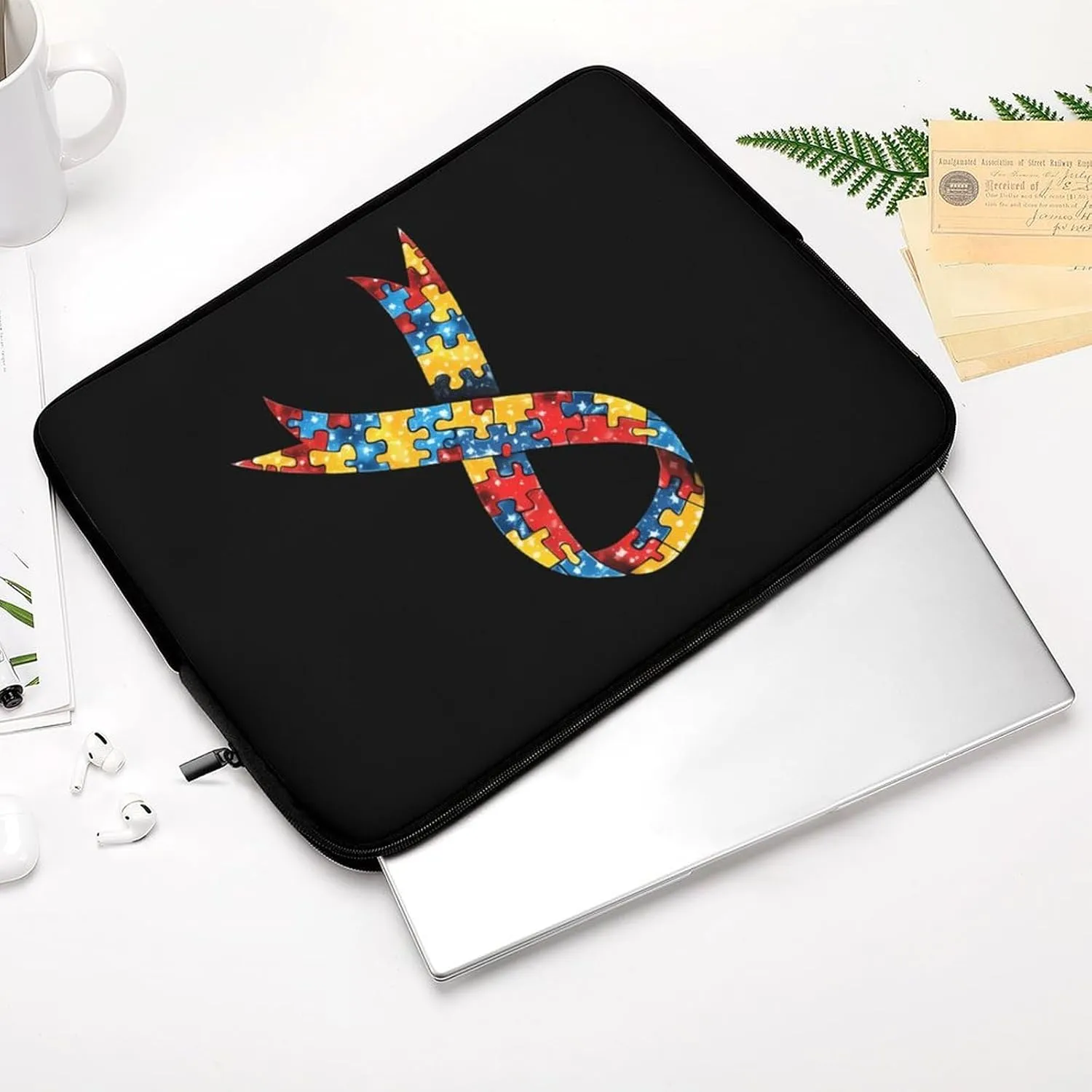 Autism Awareness Ribbon Personalized Laptop Bag Business Casual Laptop Cases Slim Computer Bag Briefcase
