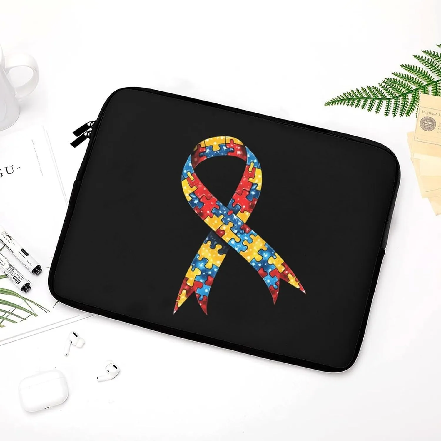 Autism Awareness Ribbon Personalized Laptop Bag Business Casual Laptop Cases Slim Computer Bag Briefcase