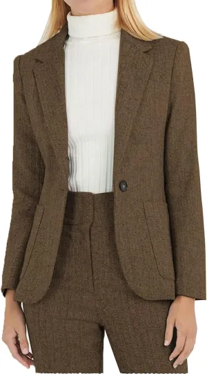 Autumn Suit for Women 2 Pieces Outfit Tweed Wool Houndstooth Lady Casual Suit