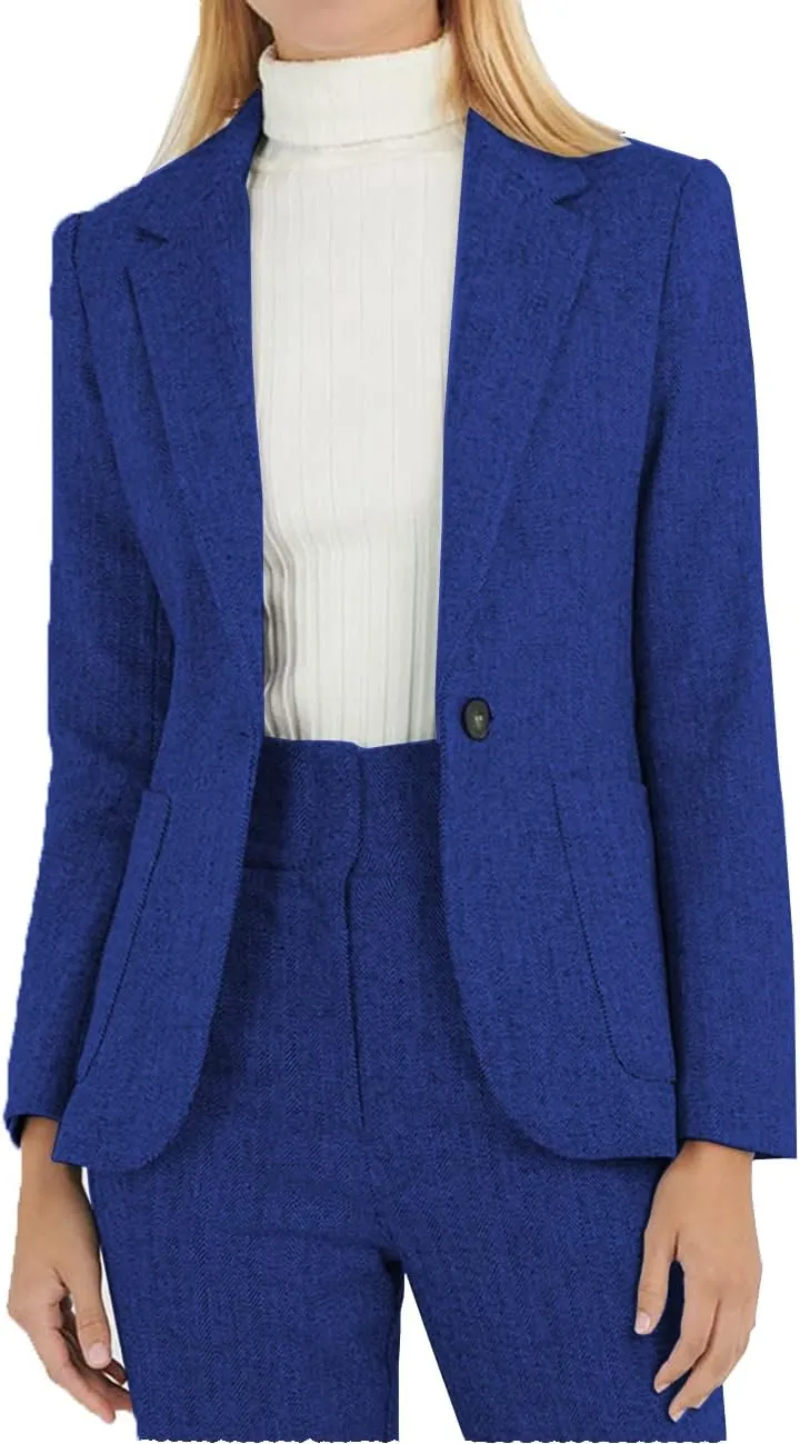 Autumn Suit for Women 2 Pieces Outfit Tweed Wool Houndstooth Lady Casual Suit