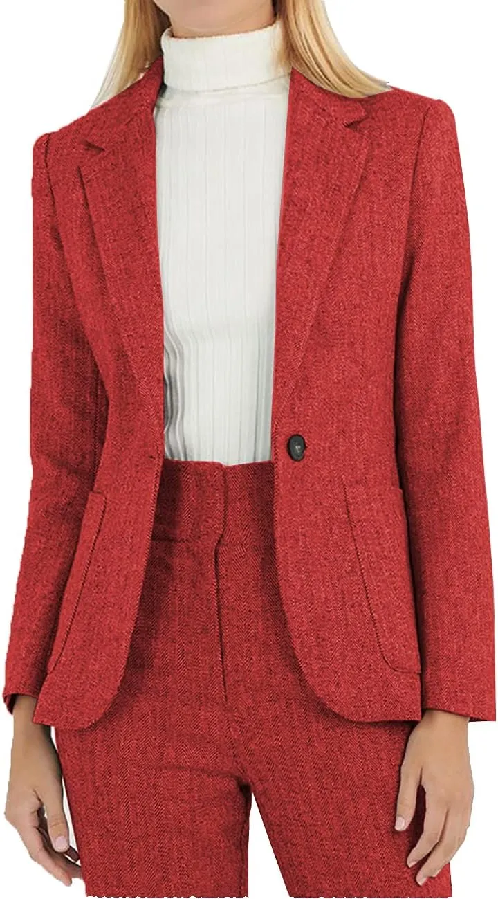Autumn Suit for Women 2 Pieces Outfit Tweed Wool Houndstooth Lady Casual Suit