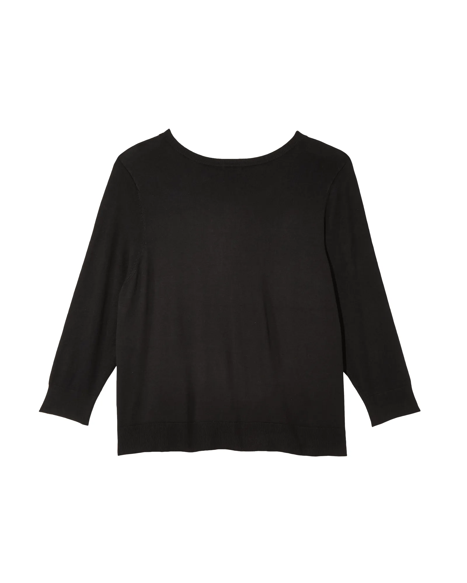 Avery 3/4 Sleeve Crew Neck Cardigan | Black