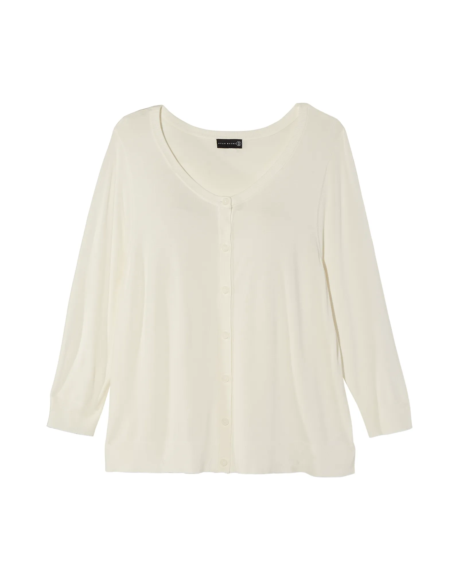 Avery 3/4 Sleeve Crew Neck Cardigan | Ivory
