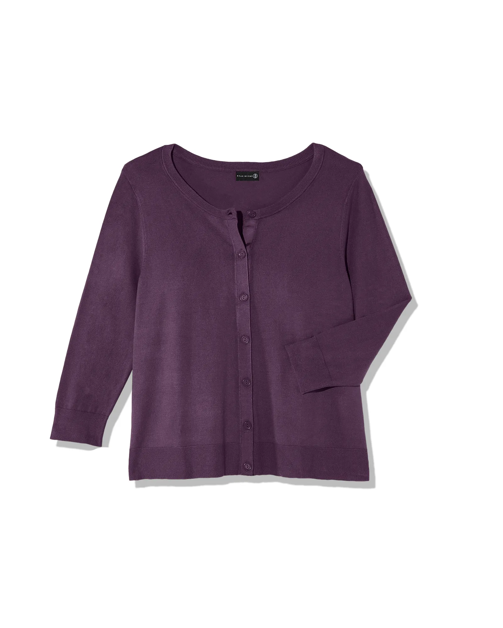 Avery 3/4 Sleeve Crew Neck Cardigan | Purple
