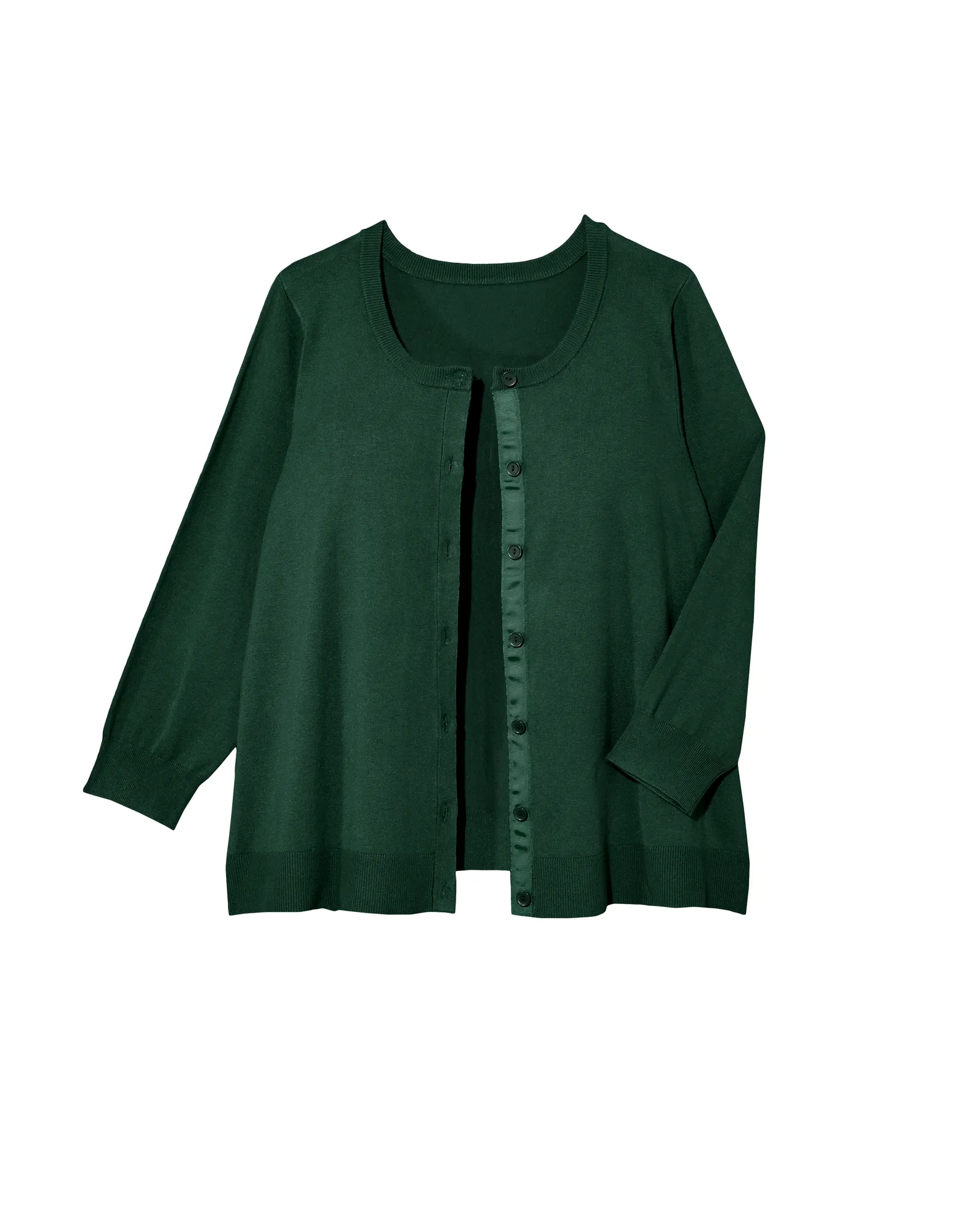 Avery 3/4 Sleeve Crew Neck Cardigan | Teal