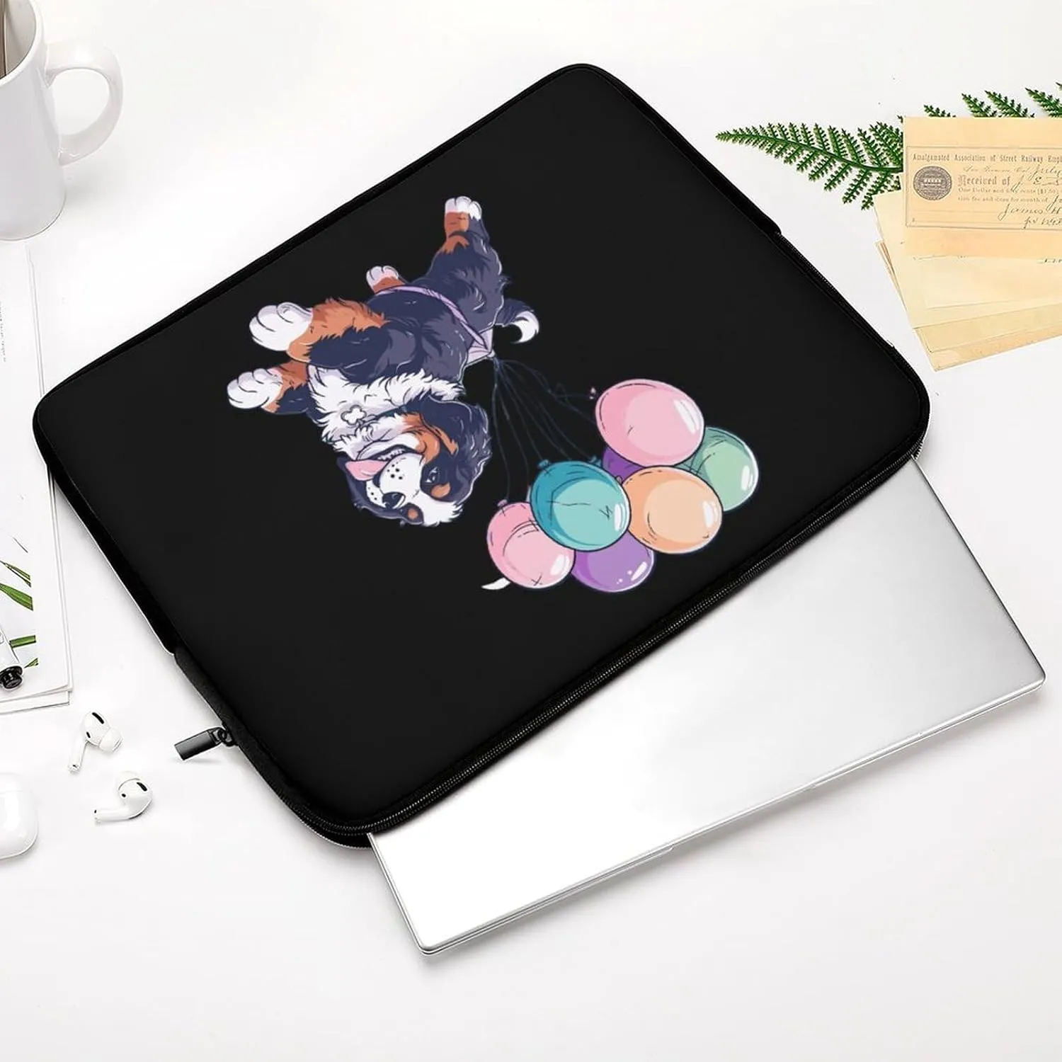 Balloon Bernese Mountain Dog Personalized Laptop Bag Business Casual Laptop Cases Slim Computer Bag Briefcase