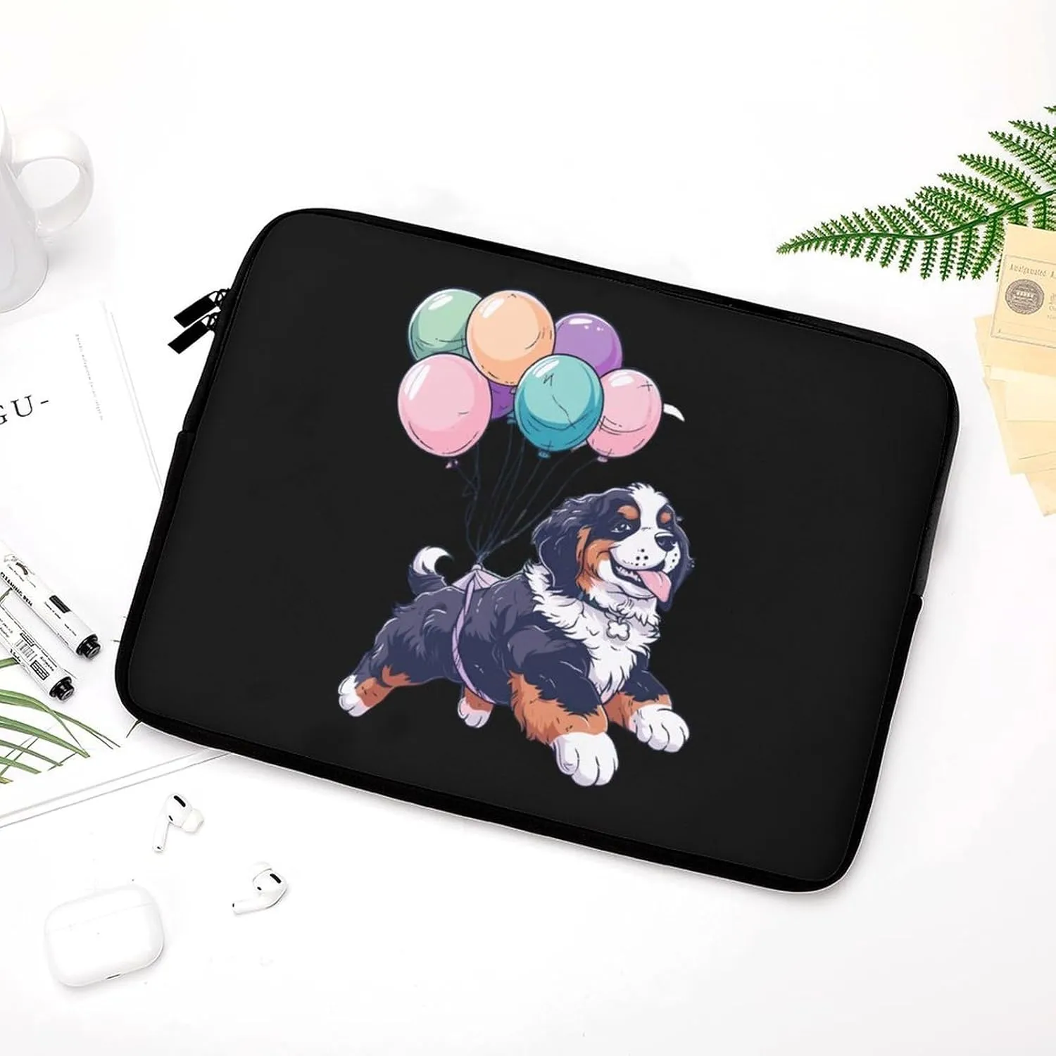 Balloon Bernese Mountain Dog Personalized Laptop Bag Business Casual Laptop Cases Slim Computer Bag Briefcase