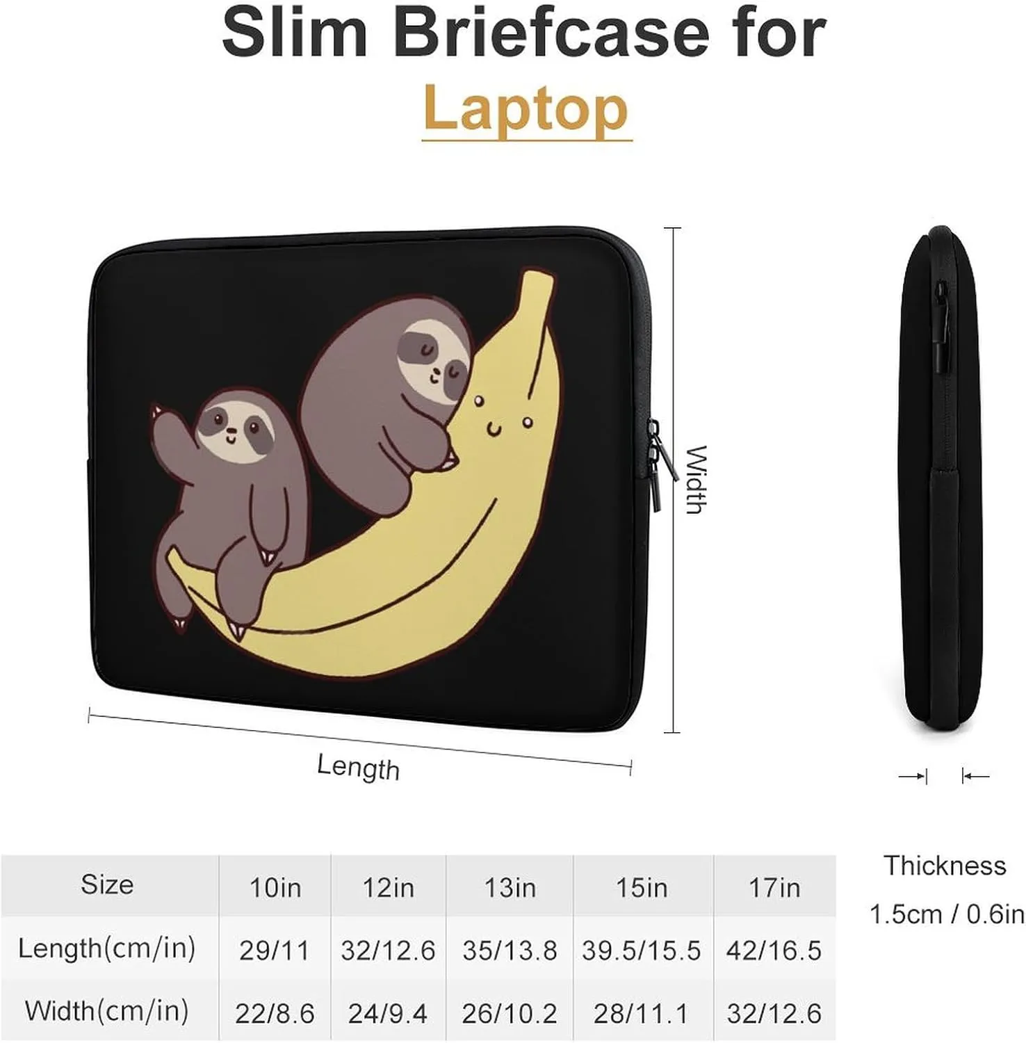 Banana Wild Sloth Personalized Laptop Bag Business Casual Laptop Case Slim Computer Bag Briefcase