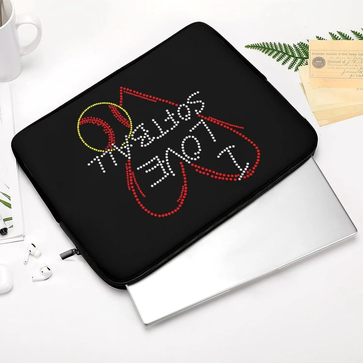 Baseball Lover Heart Personalized Laptop Bag Business Casual Laptop Case Slim Computer Bag Briefcase