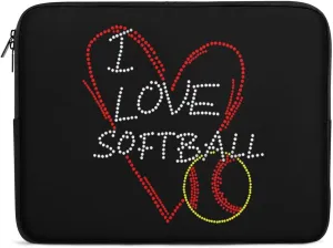 Baseball Lover Heart Personalized Laptop Bag Business Casual Laptop Case Slim Computer Bag Briefcase