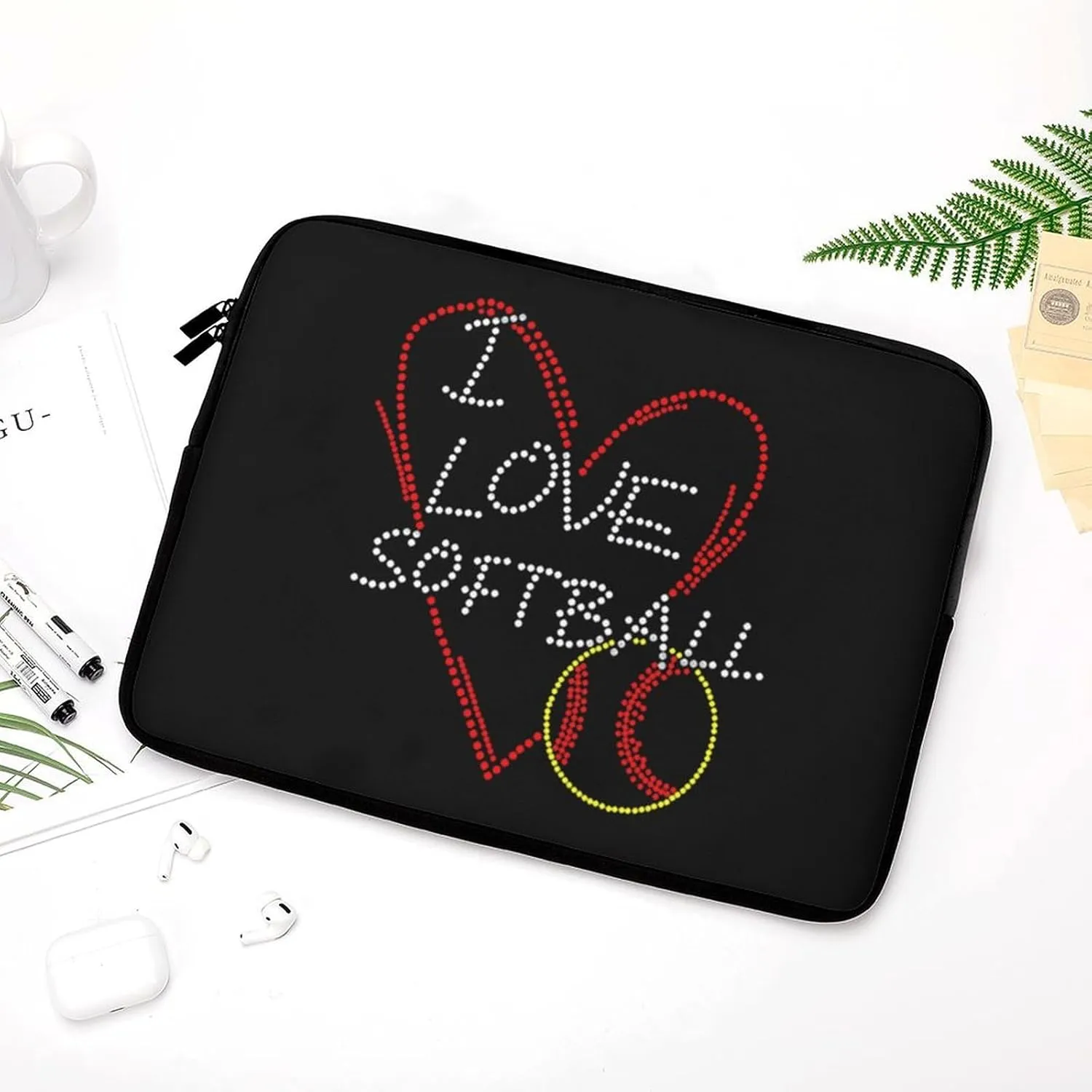 Baseball Lover Heart Personalized Laptop Bag Business Casual Laptop Case Slim Computer Bag Briefcase