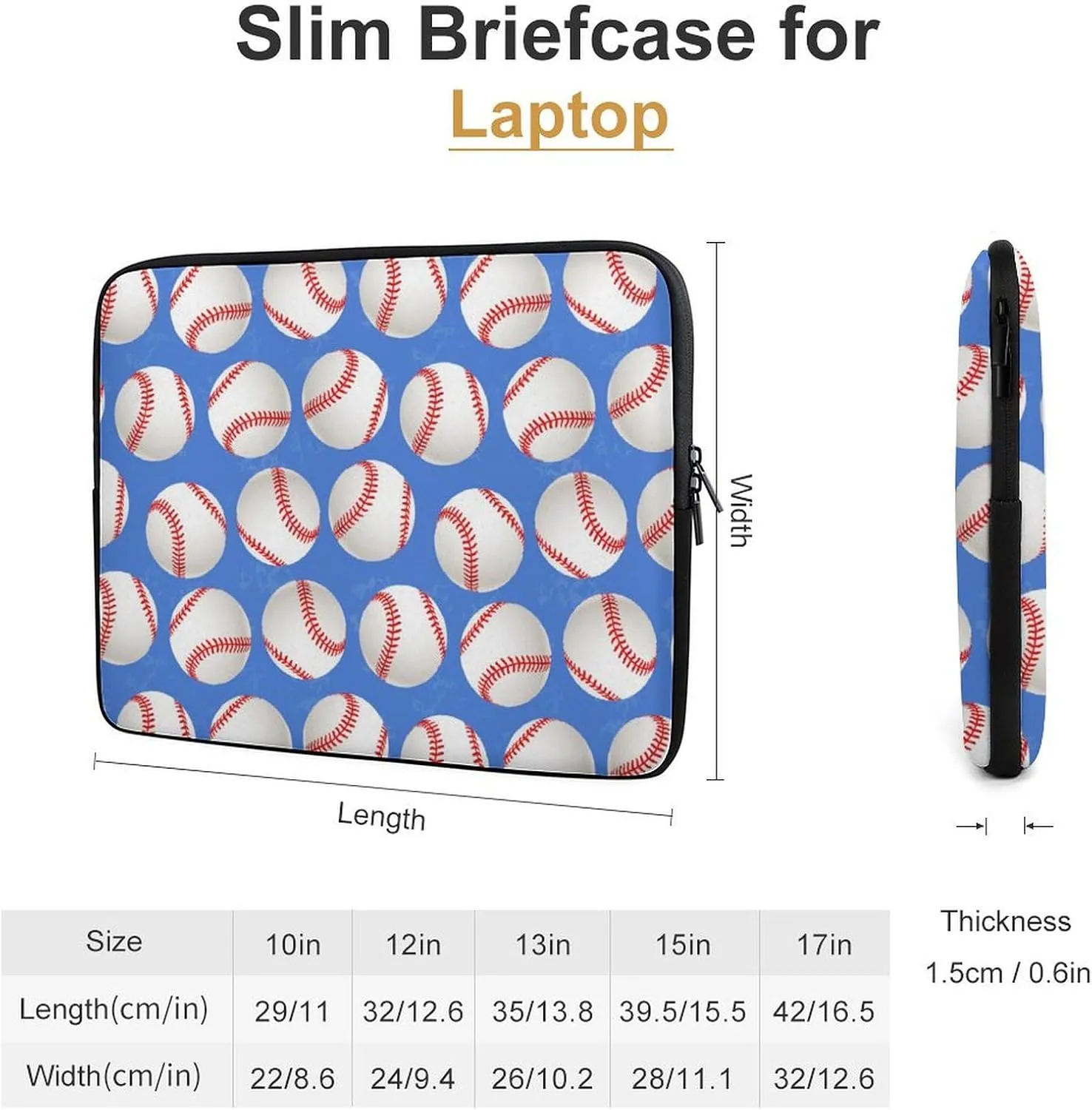 Baseballs Personalized Laptop Bag Business Casual Laptop Case Slim Computer Bag Briefcase