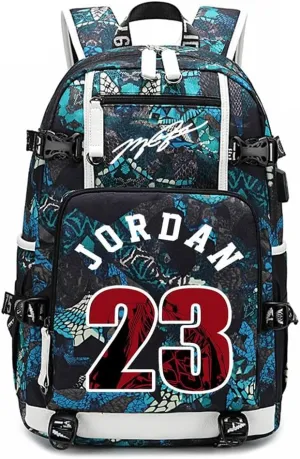 Basketball Player 23 Student School Bag, Laptop Backpack, Ultra-Light Travel Bag, For Men And Women (Blue-Green2)