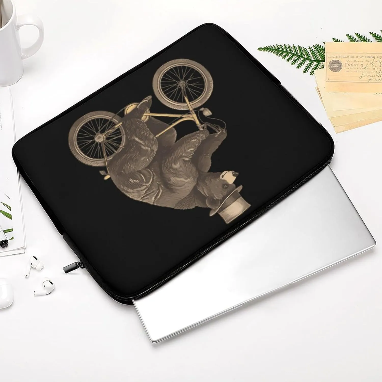 Bear Bike Personalized Laptop Bag Business Casual Laptop Cases Slim Computer Bag Briefcase