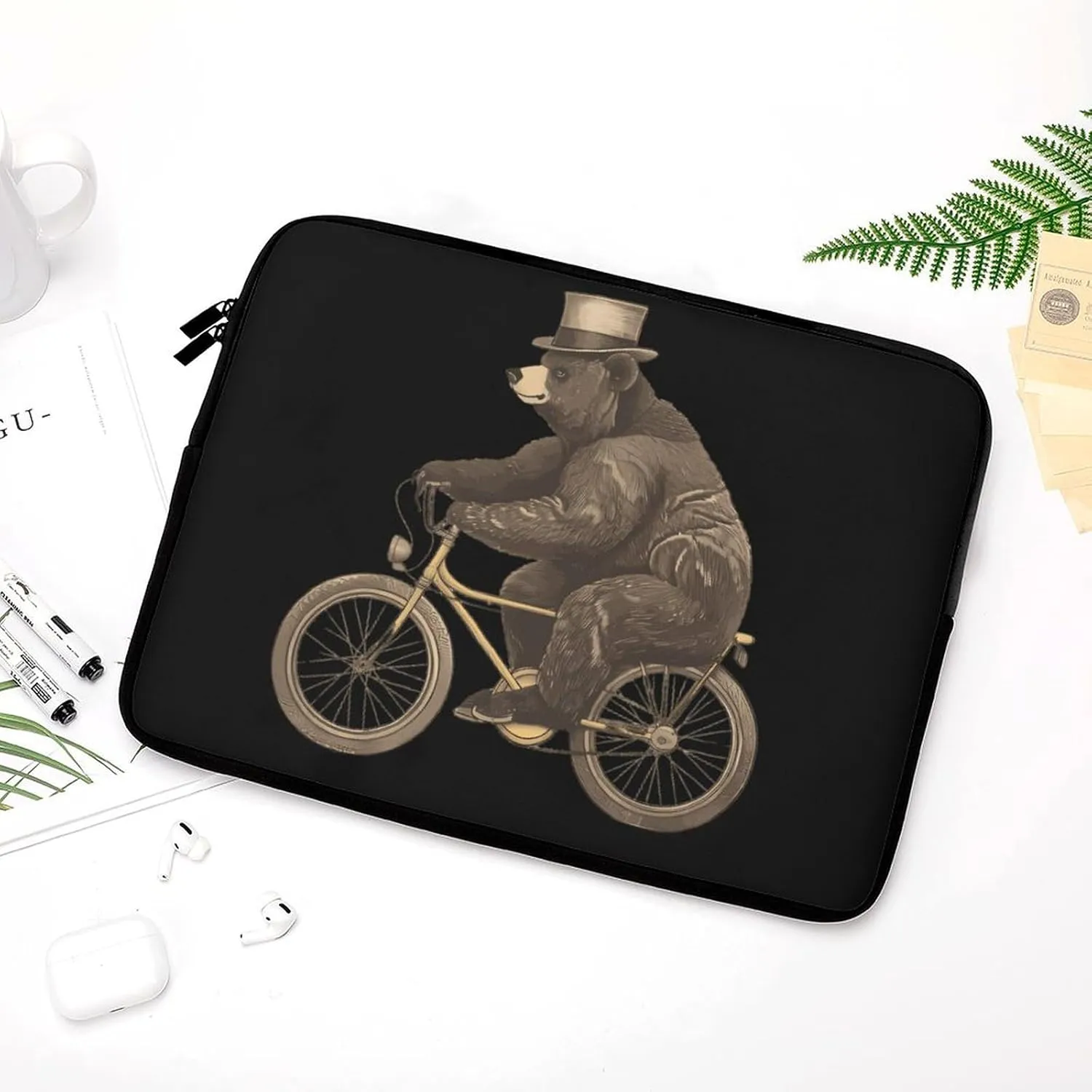 Bear Bike Personalized Laptop Bag Business Casual Laptop Cases Slim Computer Bag Briefcase