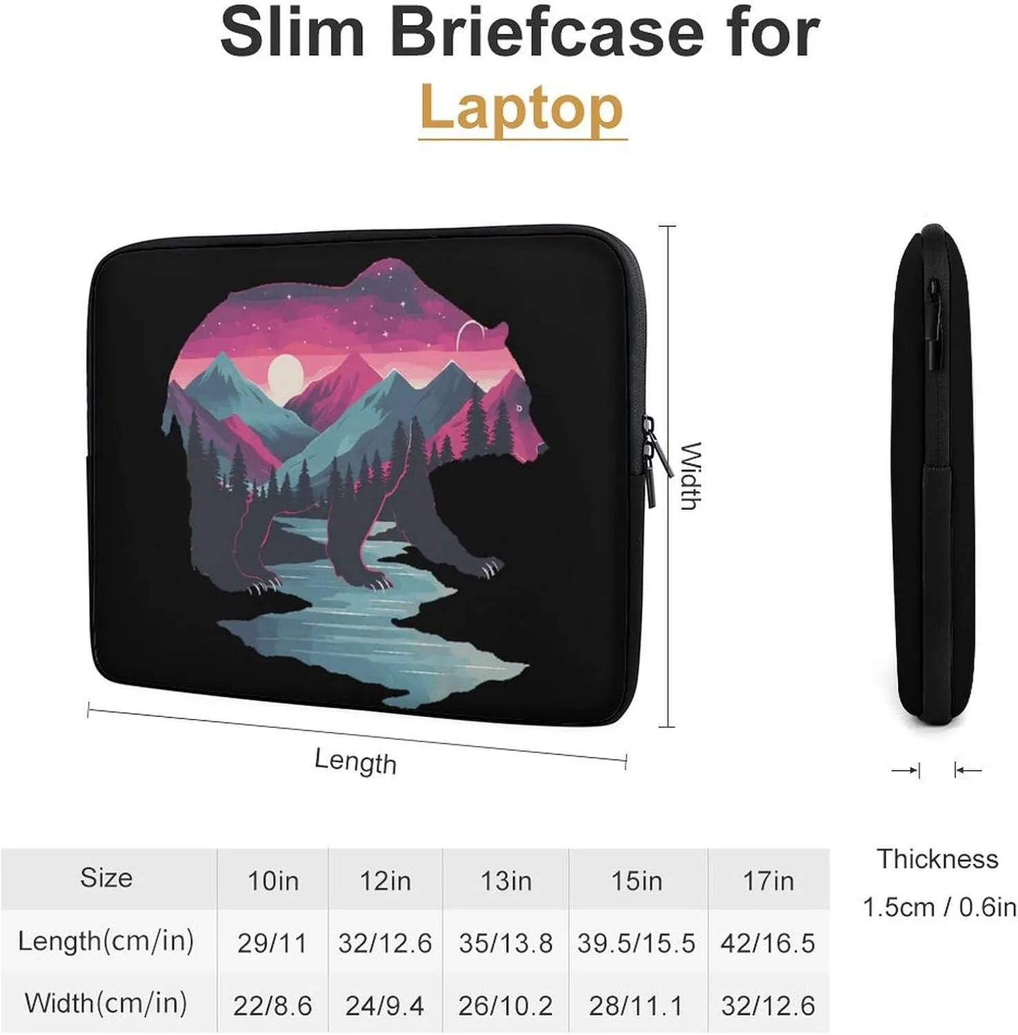 Bear Wildlife Animal Personalized Laptop Bag Business Casual Laptop Cases Slim Computer Bag Briefcase