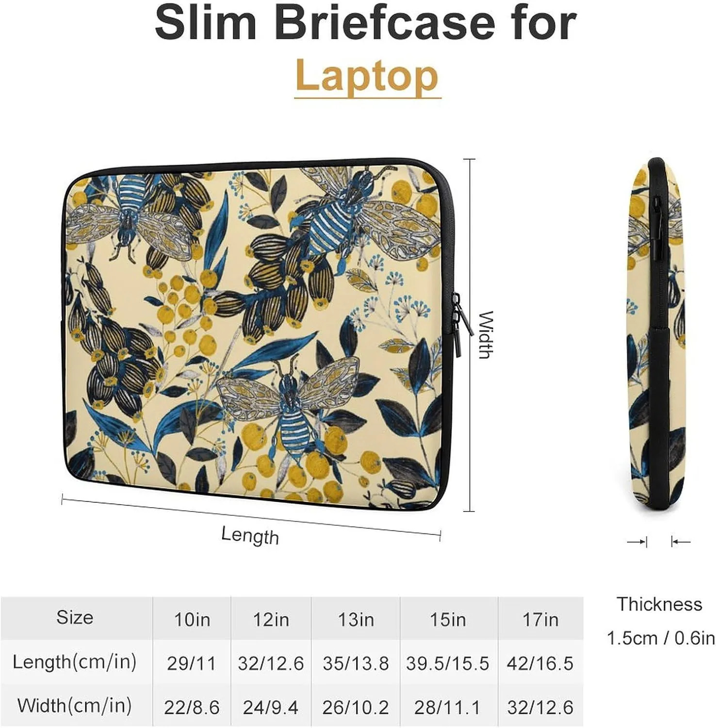 Bees Make Honey Personalized Laptop Bag Business Casual Laptop Case Slim Computer Bag Briefcase