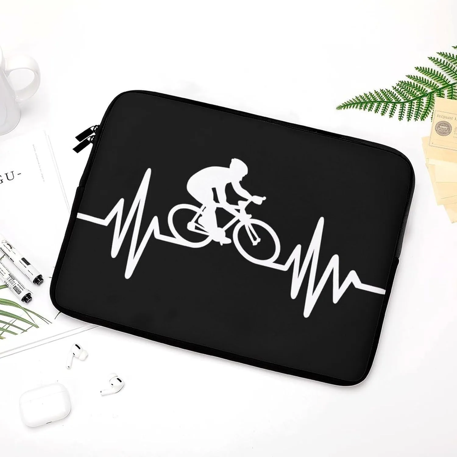 Bike Cycling Heartbeat Lifeline Personalized Laptop Bag Business Casual Laptop Case Slim Computer Bag Briefcase