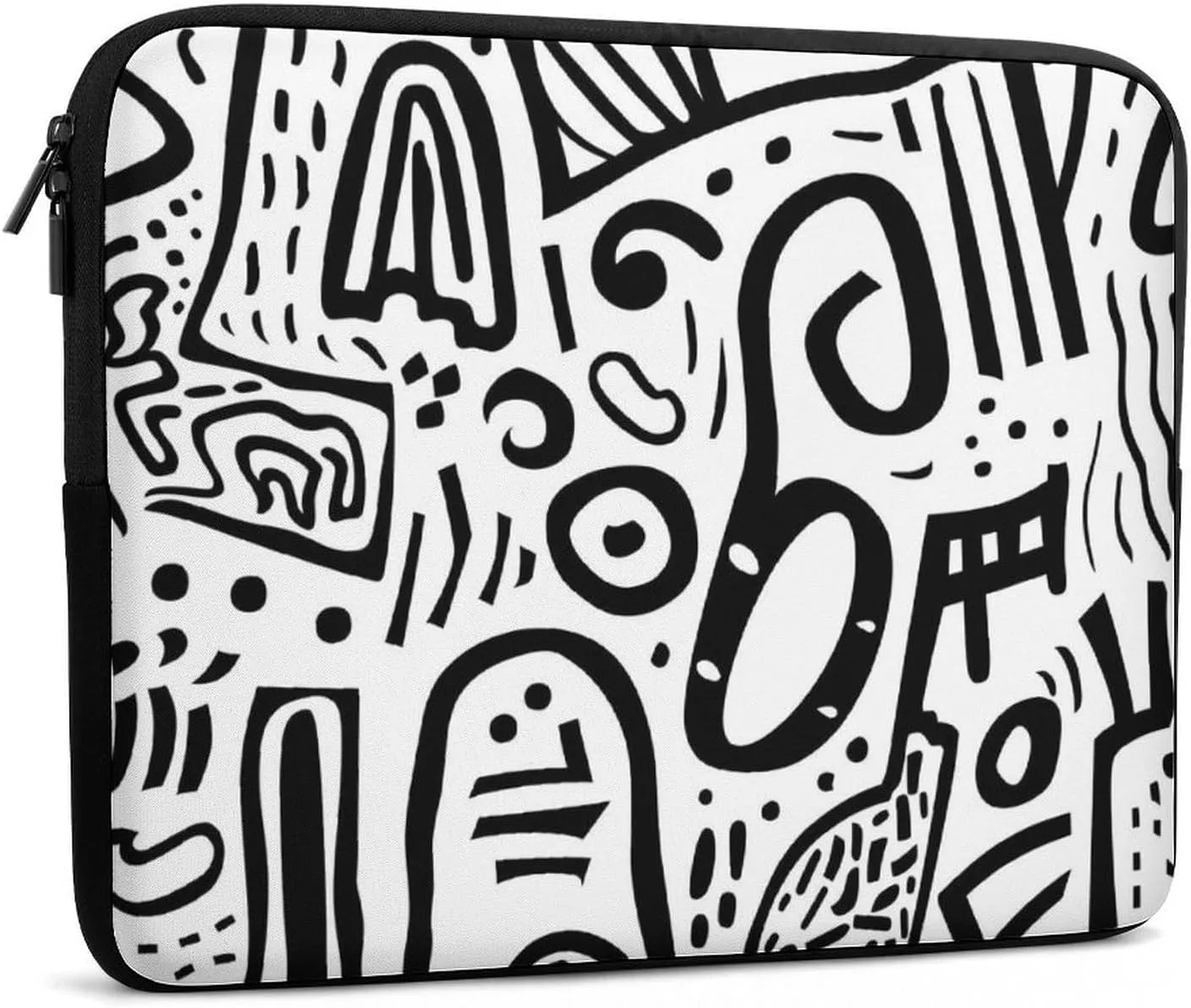 Black and White Graffiti Painting Personalized Laptop Bag Business Casual Laptop Cases Slim Computer Bag Briefcase