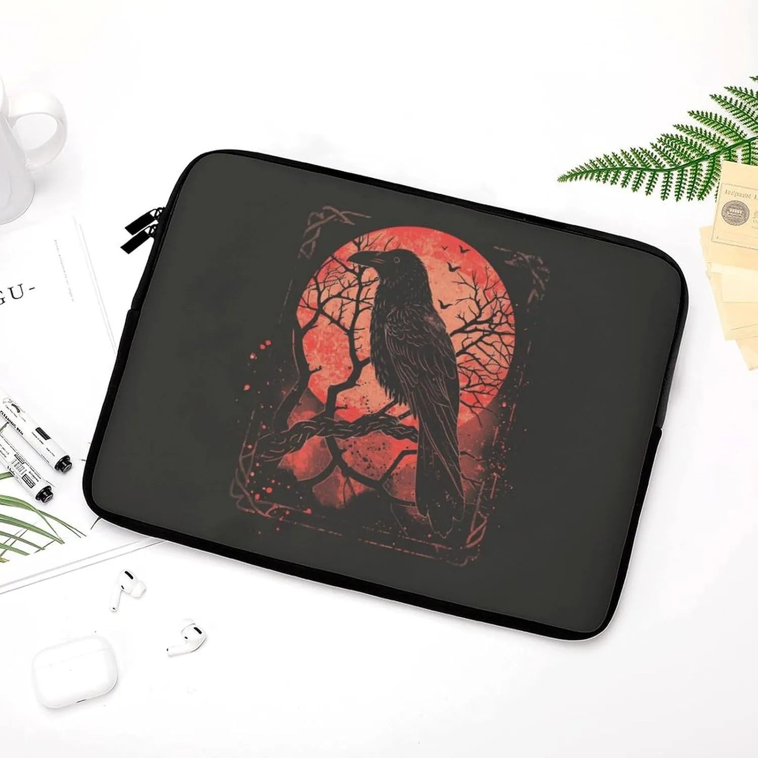 Black Crow Raven Personalized Laptop Bag Business Casual Laptop Cases Slim Computer Bag Briefcase