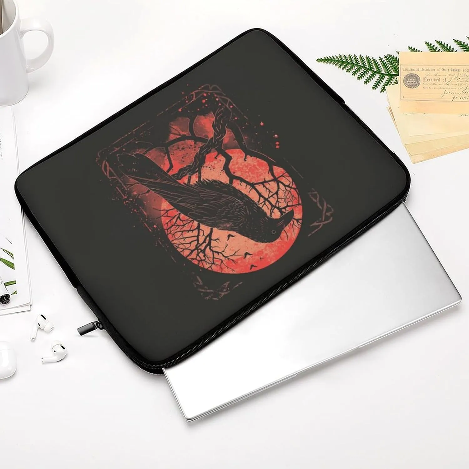 Black Crow Raven Personalized Laptop Bag Business Casual Laptop Cases Slim Computer Bag Briefcase