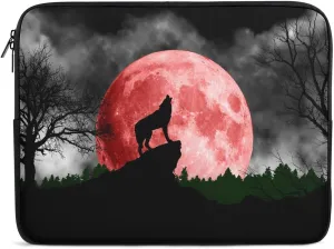 Blood Red Moon Wolf Personalized Laptop Bag Business Casual Laptop Case Slim Computer Bag Briefcase