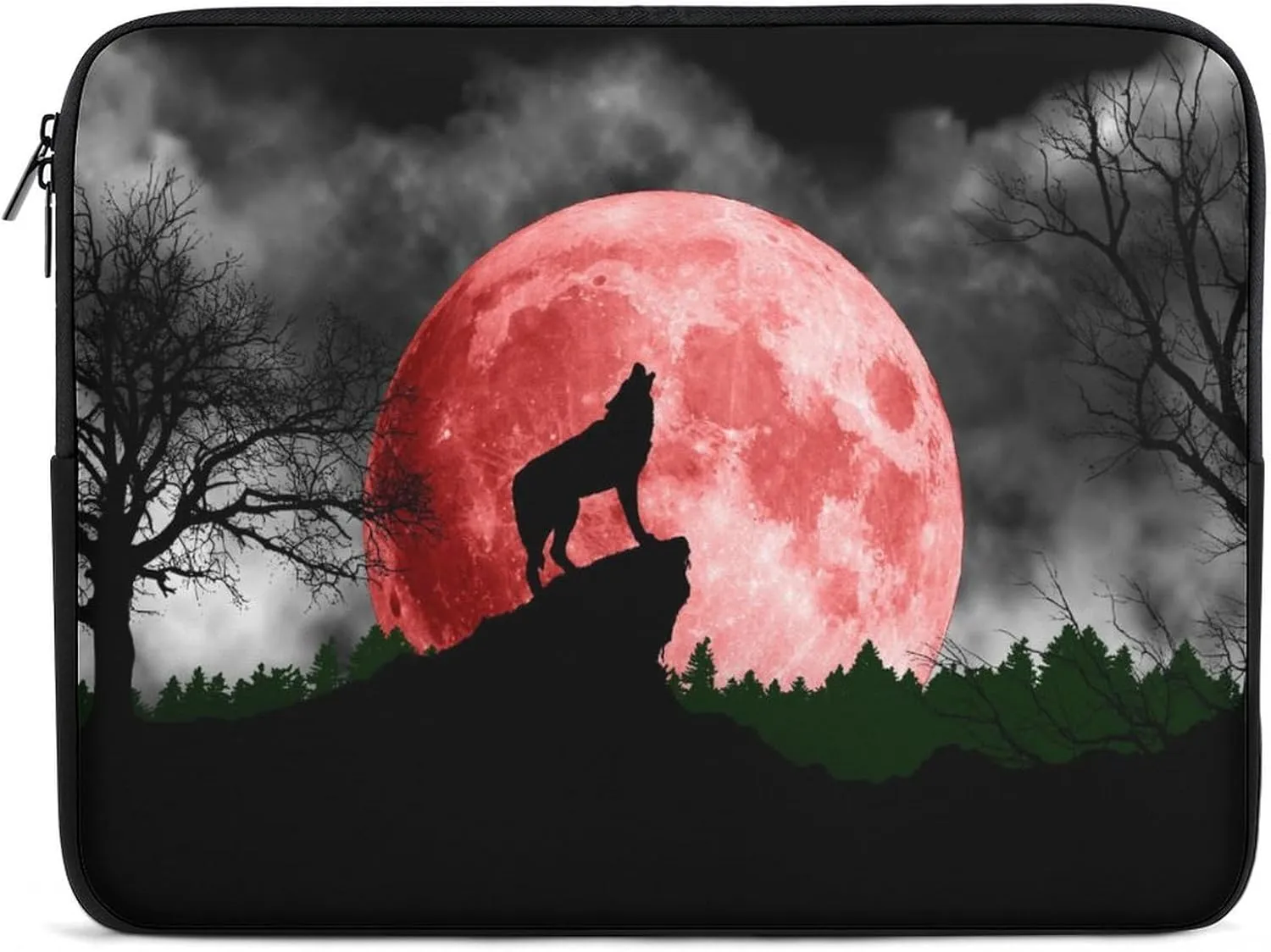 Blood Red Moon Wolf Personalized Laptop Bag Business Casual Laptop Case Slim Computer Bag Briefcase
