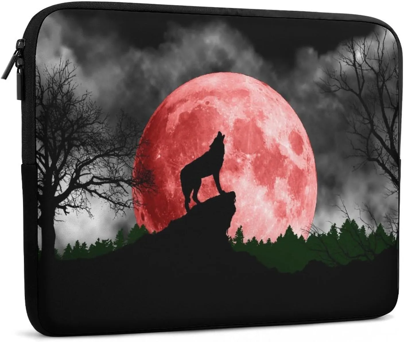 Blood Red Moon Wolf Personalized Laptop Bag Business Casual Laptop Case Slim Computer Bag Briefcase