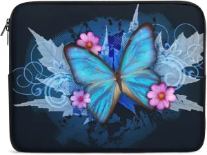 Blue Butterfly Flora Personalized Laptop Bag Business Casual Laptop Case Slim Computer Bag Briefcase