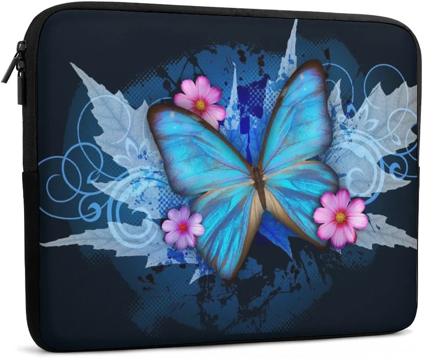 Blue Butterfly Flora Personalized Laptop Bag Business Casual Laptop Case Slim Computer Bag Briefcase