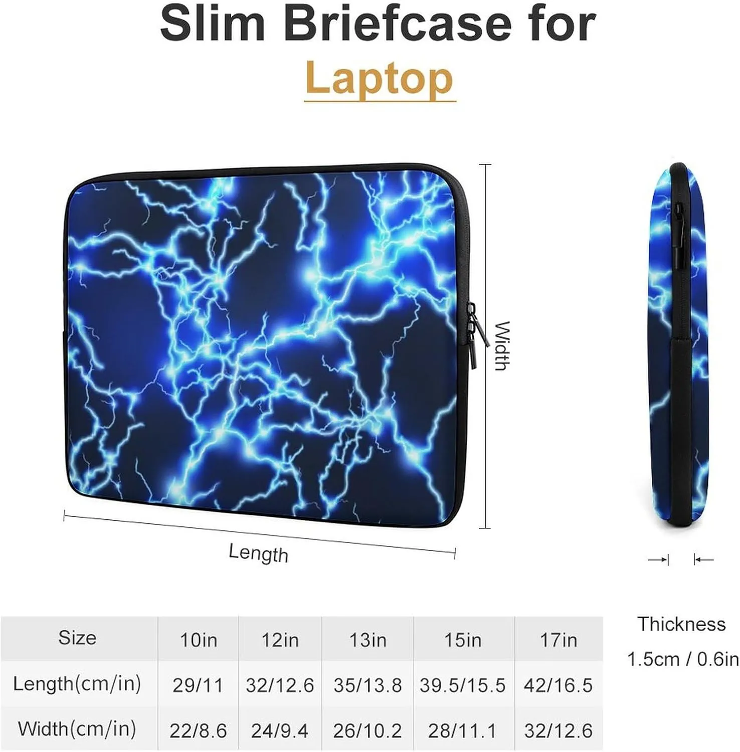 Blue Lightning Personalized Laptop Bag Business Casual Laptop Case Slim Computer Bag Briefcase