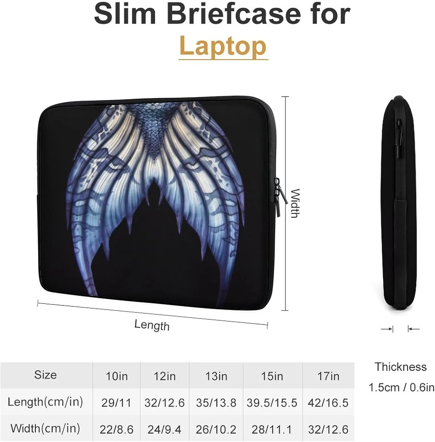 Blue Mermaid Tail Personalized Laptop Bag Business Casual Laptop Case Slim Computer Bag Briefcase