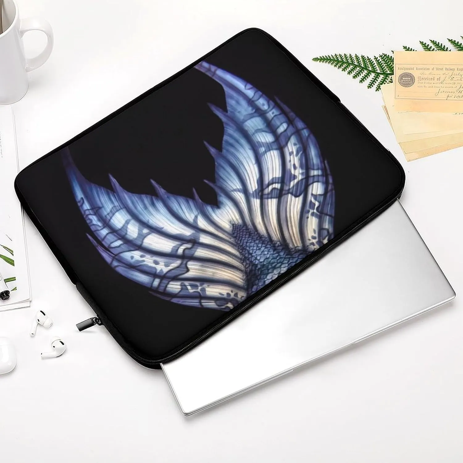 Blue Mermaid Tail Personalized Laptop Bag Business Casual Laptop Case Slim Computer Bag Briefcase