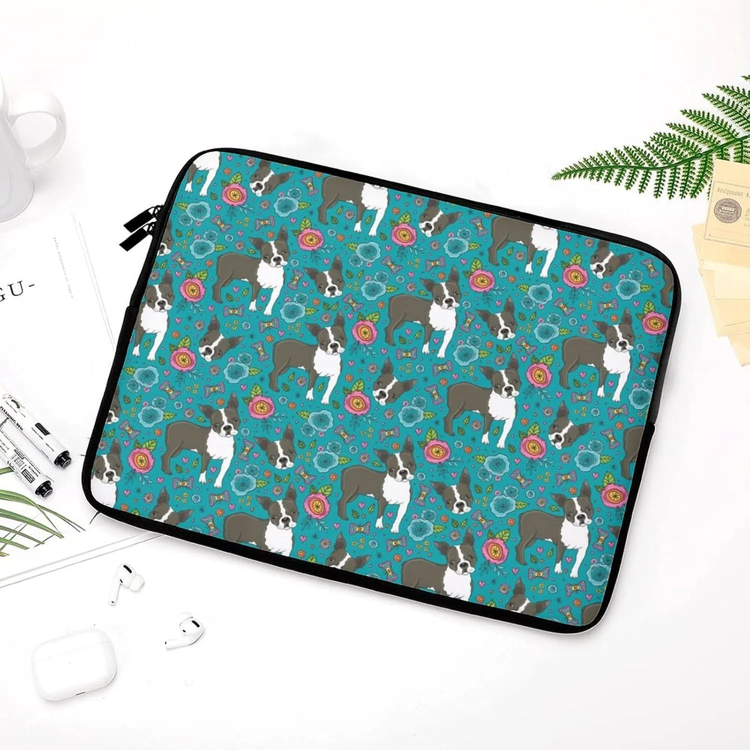 Boston Terrier French Bulldog Personalized Laptop Bag Business Casual Laptop Case Slim Computer Bag Briefcase