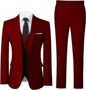 Boys Formal Suit Set with Dress Shirt Tie and Pocket Square, Adjustable Waist