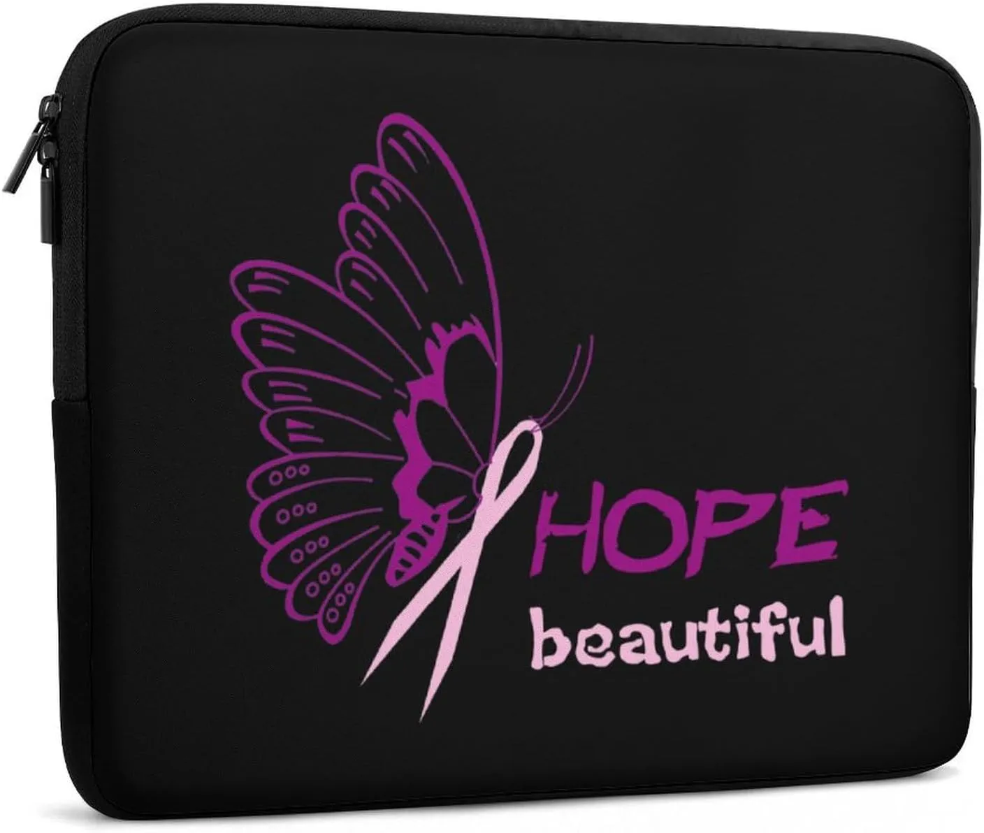 Breast Cancer Awareness Butterfly Personalized Laptop Bag Business Casual Laptop Case Slim Computer Bag Briefcase