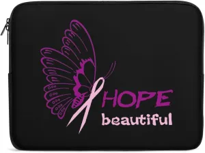 Breast Cancer Awareness Butterfly Personalized Laptop Bag Business Casual Laptop Case Slim Computer Bag Briefcase