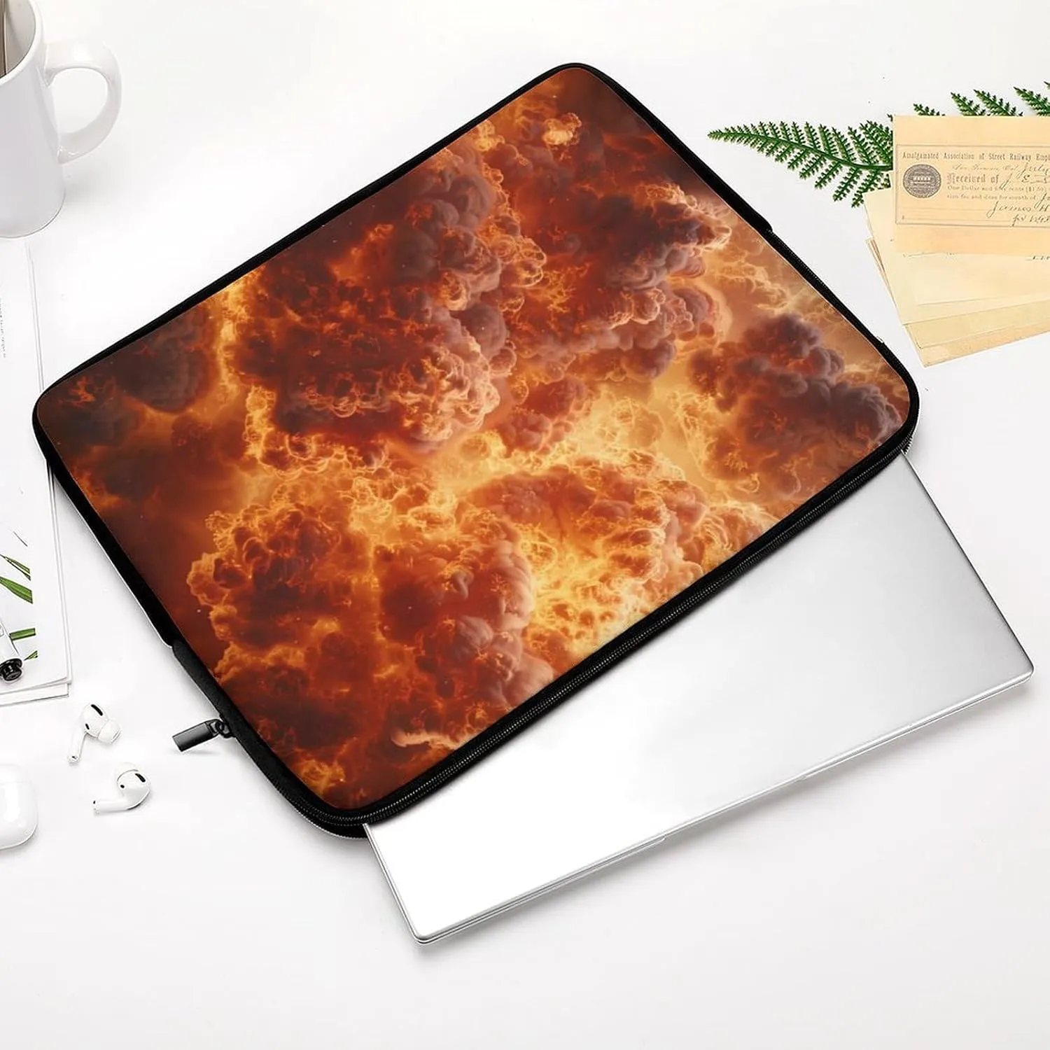 Burning Flames Explosion Fireball Personalized Laptop Bag Business Casual Laptop Cases Slim Computer Bag Briefcase