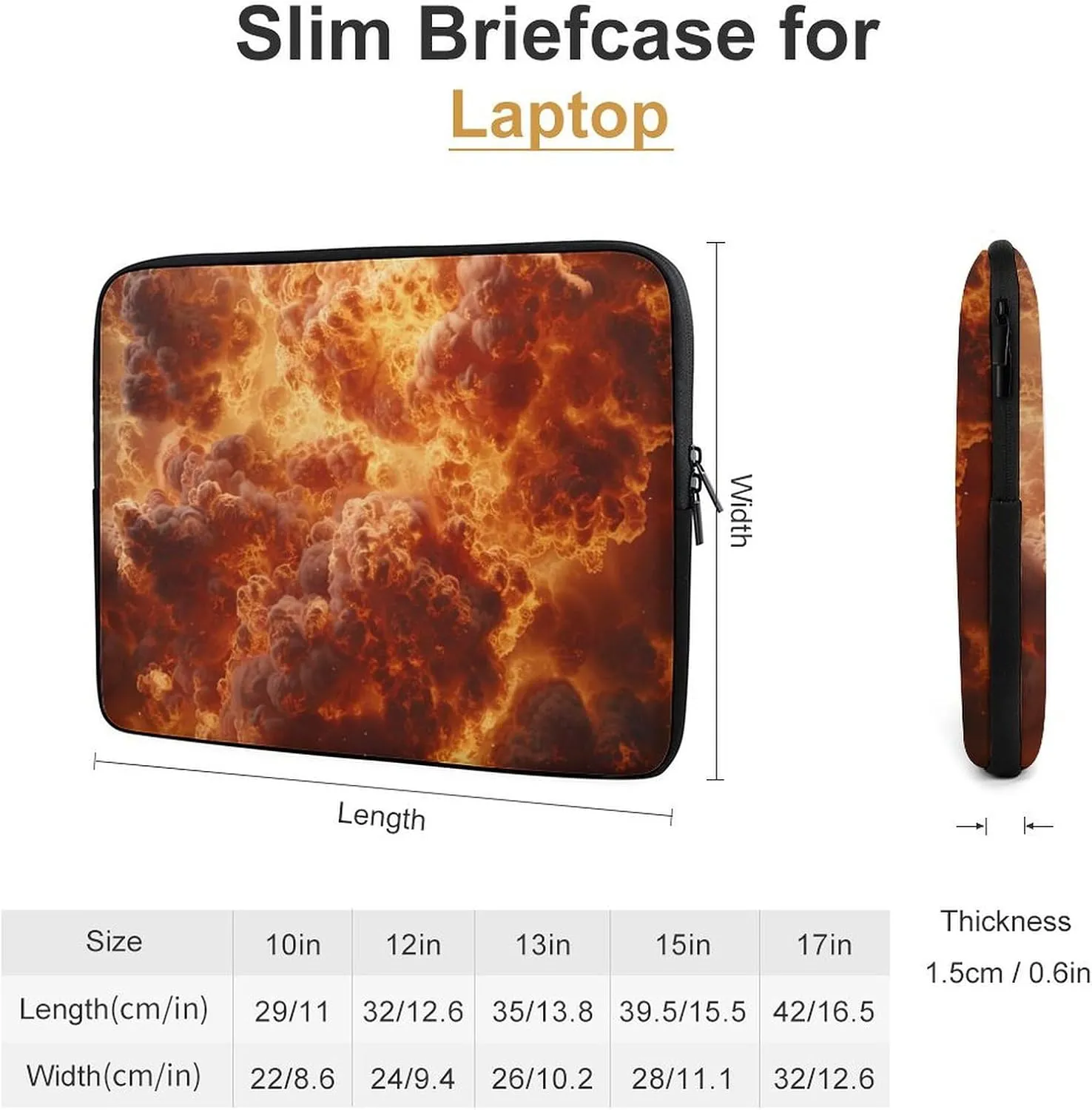 Burning Flames Explosion Fireball Personalized Laptop Bag Business Casual Laptop Cases Slim Computer Bag Briefcase