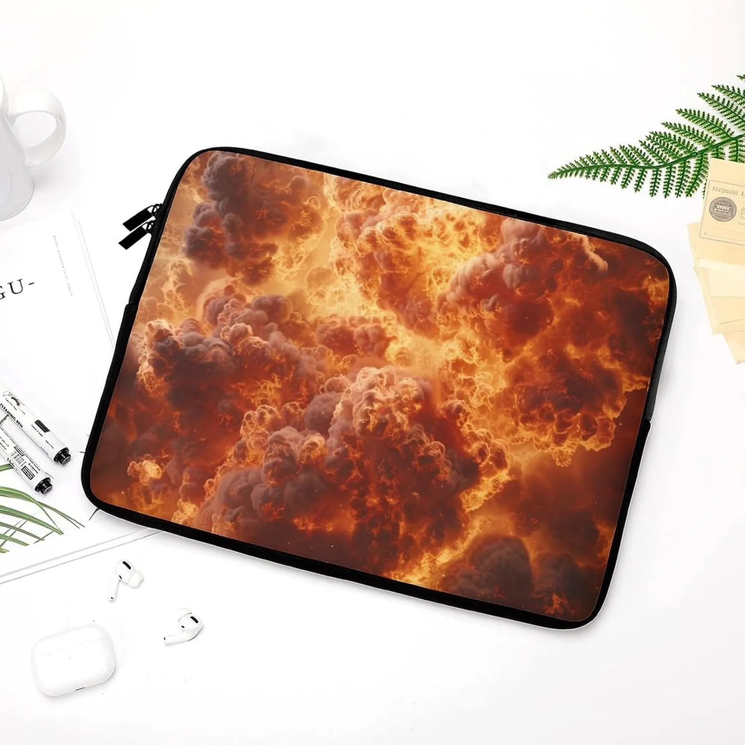 Burning Flames Explosion Fireball Personalized Laptop Bag Business Casual Laptop Cases Slim Computer Bag Briefcase