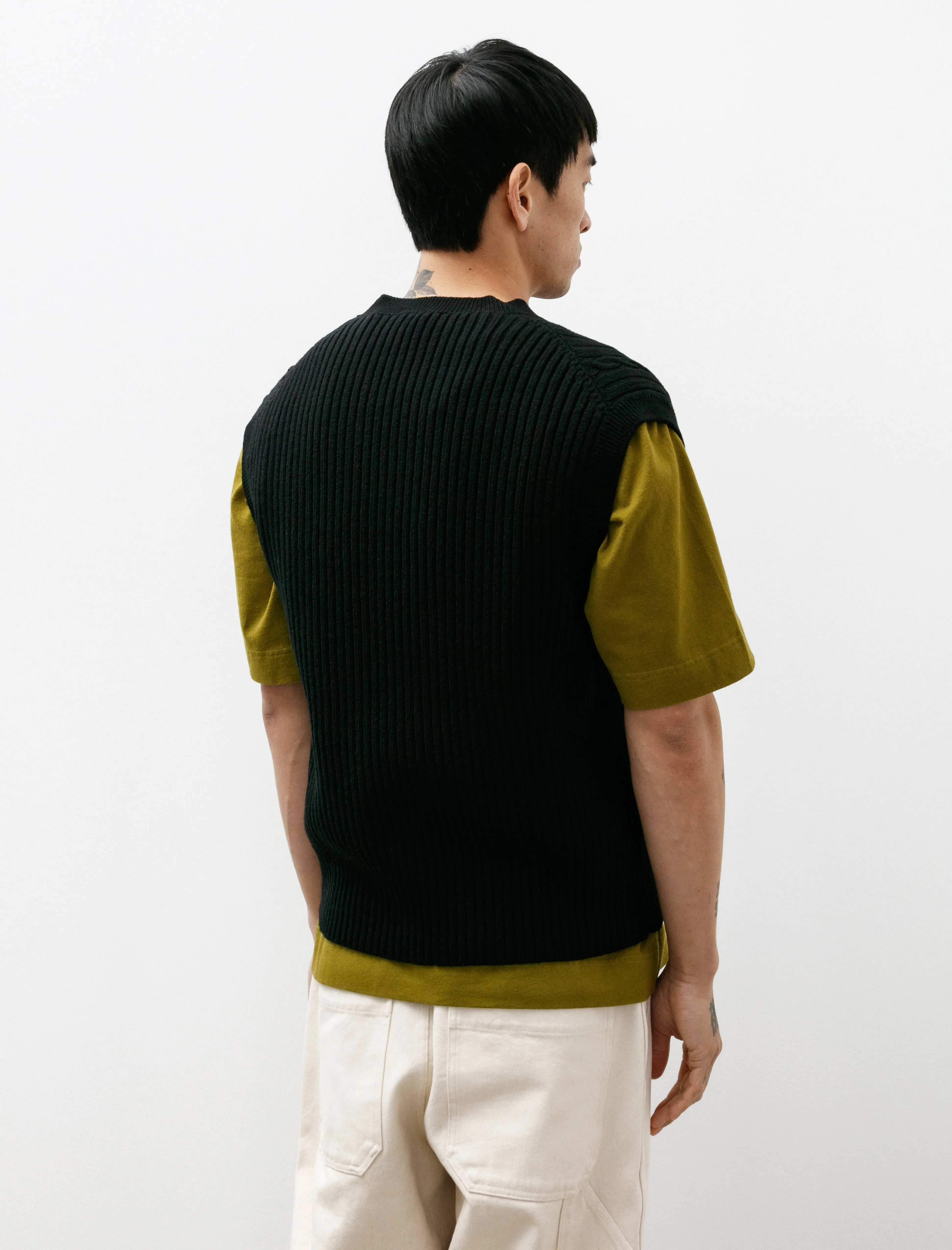 Cable Slipover Irregular Spun Wool Black